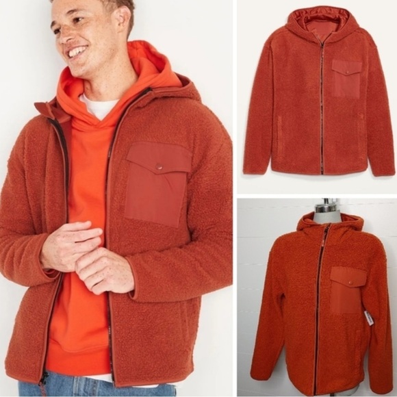 Old Navy Men Cozy Sherpa Hooded Full Zip Jacket Size S - Picture 3 of 13